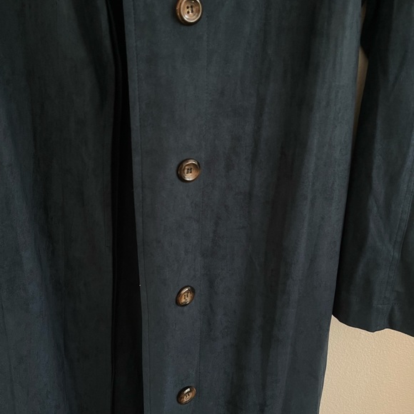 Lulus Marika Dark Teal Suede Trench Coat - Picture 5 of 7